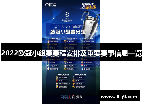 2022欧冠小组赛赛程安排及重要赛事信息一览